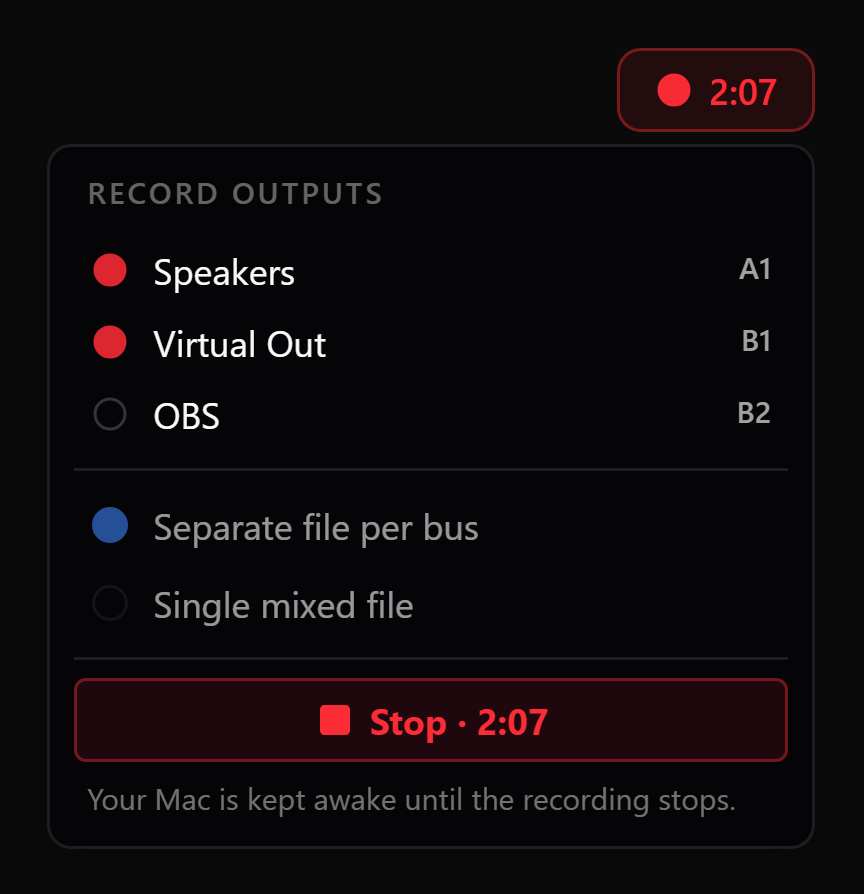 Recording a bus to disk